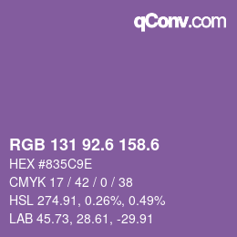 カラーコード: RGB 131 92.6 158.6 | qconv.com