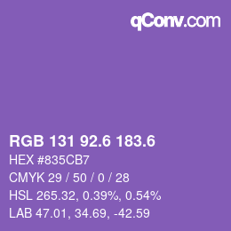 カラーコード: RGB 131 92.6 183.6 | qconv.com