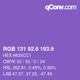 カラーコード: RGB 131 92.6 193.6 | qconv.com