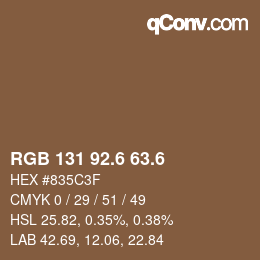カラーコード: RGB 131 92.6 63.6 | qconv.com