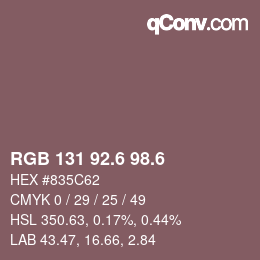カラーコード: RGB 131 92.6 98.6 | qconv.com