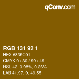 カラーコード: RGB 131 92 1 | qconv.com