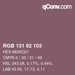 Color code: RGB 131 92 103 | qconv.com