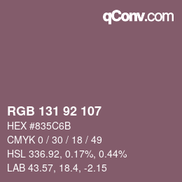 カラーコード: RGB 131 92 107 | qconv.com
