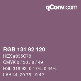 カラーコード: RGB 131 92 120 | qconv.com