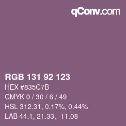 Color code: RGB 131 92 123 | qconv.com