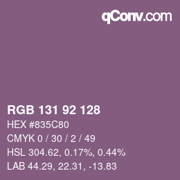 Color code: RGB 131 92 128 | qconv.com