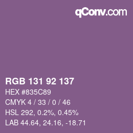 カラーコード: RGB 131 92 137 | qconv.com