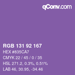 カラーコード: RGB 131 92 167 | qconv.com