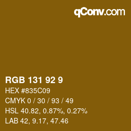 カラーコード: RGB 131 92 9 | qconv.com