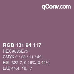 Code couleur: RGB 131 94 117 | qconv.com