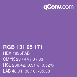 Farbcode: RGB 131 95 171 | qconv.com