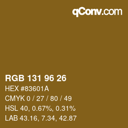カラーコード: RGB 131 96 26 | qconv.com
