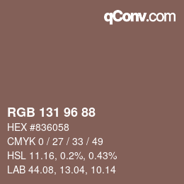 Farbcode: RGB 131 96 88 | qconv.com