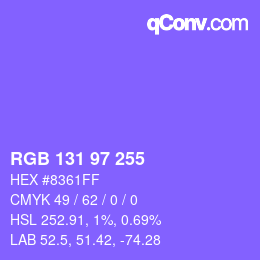 Color code: RGB 131 97 255 | qconv.com