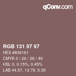 Color code: RGB 131 97 97 | qconv.com