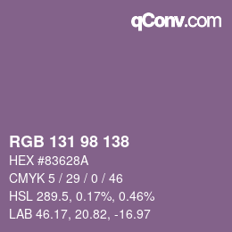 Farbcode: RGB 131 98 138 | qconv.com