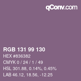Farbcode: RGB 131 99 130 | qconv.com