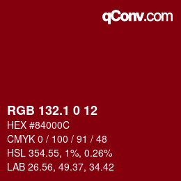 カラーコード: RGB 132.1 0 12 | qconv.com