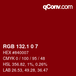 カラーコード: RGB 132.1 0 7 | qconv.com
