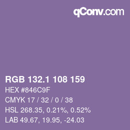 カラーコード: RGB 132.1 108 159 | qconv.com
