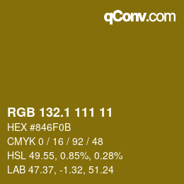 カラーコード: RGB 132.1 111 11 | qconv.com