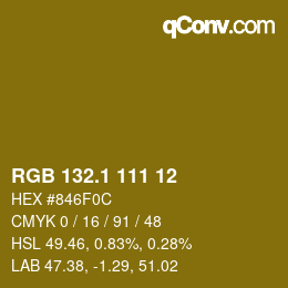 カラーコード: RGB 132.1 111 12 | qconv.com