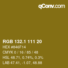 カラーコード: RGB 132.1 111 20 | qconv.com