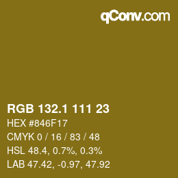 カラーコード: RGB 132.1 111 23 | qconv.com
