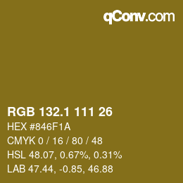 カラーコード: RGB 132.1 111 26 | qconv.com