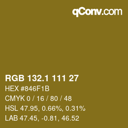 カラーコード: RGB 132.1 111 27 | qconv.com