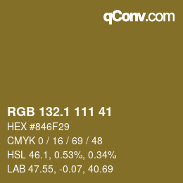 カラーコード: RGB 132.1 111 41 | qconv.com