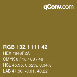 カラーコード: RGB 132.1 111 42 | qconv.com