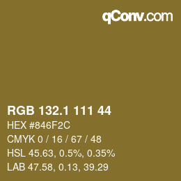 カラーコード: RGB 132.1 111 44 | qconv.com