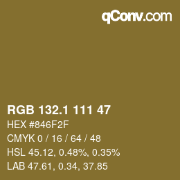 Color code: RGB 132.1 111 47 | qconv.com