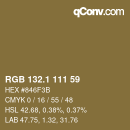 カラーコード: RGB 132.1 111 59 | qconv.com