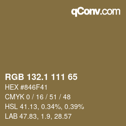 カラーコード: RGB 132.1 111 65 | qconv.com