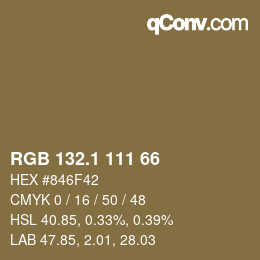 カラーコード: RGB 132.1 111 66 | qconv.com
