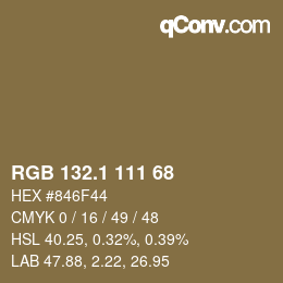 Color code: RGB 132.1 111 68 | qconv.com