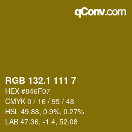 カラーコード: RGB 132.1 111 7 | qconv.com