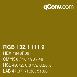 カラーコード: RGB 132.1 111 9 | qconv.com