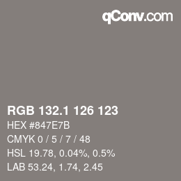 Color code: RGB 132.1 126 123 | qconv.com