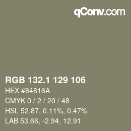 Color code: RGB 132.1 129 106 | qconv.com
