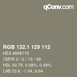 Color code: RGB 132.1 129 112 | qconv.com