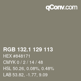 Color code: RGB 132.1 129 113 | qconv.com