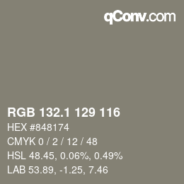 Color code: RGB 132.1 129 116 | qconv.com