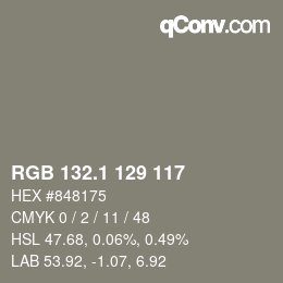 Farbcode: RGB 132.1 129 117 | qconv.com