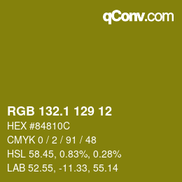 カラーコード: RGB 132.1 129 12 | qconv.com