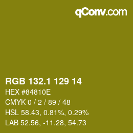 カラーコード: RGB 132.1 129 14 | qconv.com