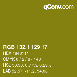 カラーコード: RGB 132.1 129 17 | qconv.com